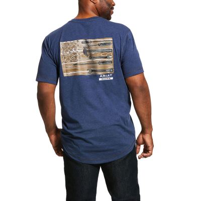 Ariat Work: Rebar Workman Technician Graphic Camisetas Hombre - Azul Marino Oscuro (KIRYQ5769)